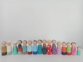16 Adet Ahşap Boyalı Pegdoll - 1
