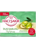 Hacı Şakir Zeytinyağı Gliserinli Saf Duş Sabunu 4X125 gr Saç Fön Oval Saç Fırçası Tarak 1 + 1 Adet - 2