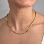 14 Ayar Altın Kaplama İtalyan Gösterişli ve Hafif  Gümüş Zincir - NP00102 thumbnail 1