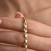 14 Ayar Altın Kaplama İtalyan Gösterişli ve Hafif Gümüş Bileklik - BP00102 thumbnail 3