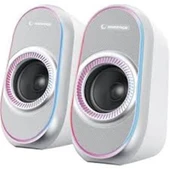 Rampage RMS-X3 2.0 6W Bluetooth Özellikli Beyaz Multimedia RGB Işıklı Gaming USB Speaker - 1