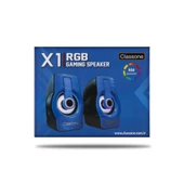 Classone X1 Black Rgb Işıklı  Gaming  Usb Hoparlör Mavi - 8