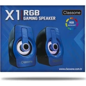 Classone X1 Black Rgb Işıklı  Gaming  Usb Hoparlör Mavi - 5