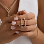 Kombin Prenses Damla Sarı Altın Takı Seti - 3