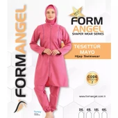 Form Angel Kadın Desenli Büyük Beden Paraşüt Taytlı Fermuarlı Tesettür Mayo 3XL-6XL/1700-4-6 - 1