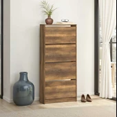 Flat Duo 4 Katlı Geniş Ayakkabılık-Koyu Ceviz (Oslo Ceviz) 73x157x26 cm (GxYxD) - 2