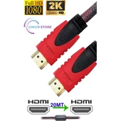 20 Metre Örgülü HDMI Kablo - 20 Metre HDMI to HDMI Kablo Örgülü Form 1.4V thumbnail 2