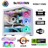 Xaser SovaX60 Ryzen 5 5700x 32GB Ram 1TB M.2 NVMe SSD 16GB RTX5060Ti Sıvı Soğutmalı Hazır Sistem Oyuncu Bilgisayarı - 1