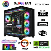 Xaser SovaX40 Ryzen 5 5700x 32GB Ram 1TB M.2 NVMe SSD 16GB RTX5060Ti Sıvı Soğutmalı Masaüstü Oyuncu Bilgisayarı thumbnail 1