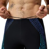 Speedo Duo Logo Print Mid Jam-mer Erkek Mayosu Siyah-Mavi - 4