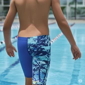 Speedo Allover Leg V Cut Jam-mer Erkek Çocuk Yüzücü Mayosu Mavi thumbnail 1