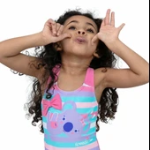 Speedo Koko Koala Desenli Çapraz Sırtlı Kız Çocuk Mayosu Mavi thumbnail 4