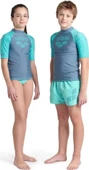 Arena Rash Vest L/S Graphic Erkek Çocuk Yüzücü Tişörtü Gri-Turkuaz - 2