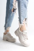 JET-JANE Bağcıklı Ortopedik Taban Kadın Sneaker Spor Ayakkabı  CKT - Krem thumbnail 1