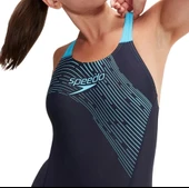 Speedo Medley Logo Kadın Yüzücü Mayosu Lacivert-Turkuaz - 6