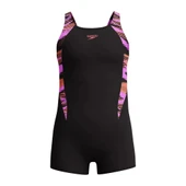 Speedo Hyperboom Splice Legsuit Kız Çocuk Yüzücü Mayosu Siyah-Mor thumbnail 4