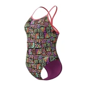 Speedo Allover Digital V-Back Kız Çocuk Yüzücü Mayosu Desenli Mor thumbnail 2