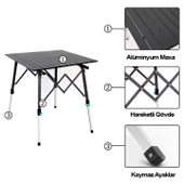 Madfox Skylite Yükseklik Ayarlı Katlanır Kamp Masası 70X70Cm - 5