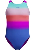 Speedo Digital Baskı Kız Çocuk Yüzücü Mayosu Pembe-Mavi thumbnail 2