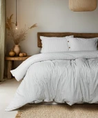 Cotton Collection Çift Kişilik Çizgili Nevresim Seti Reveboheme - 1