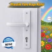 PVC 1 Takım Kapı Kolu Beyaz Balkon Banyo Tuvalet Wc Plastik Kulp Kilitsiz thumbnail 1