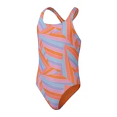 Speedo Allover Printed Medalist Kız Çocuk Yüzücü Mayosu Turuncu-Mavi thumbnail 3