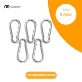 4x40 mm Düz Yaylı Karabina Kanca 5 Adet Paslanmaz Çelik Aparat - 1