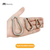 12x140 mm Düz Yaylı Karabina Kanca 3 Adet Paslanmaz Çelik Aparat - 6