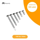 YHB Sac Vidası 4,2x22 mm 100 Adet Matkap Uçlu Galvaniz Sac Vidası - 1
