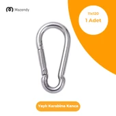 11x120 mm Düz Yaylı Karabina Kanca 1 Adet Paslanmaz Çelik Aparat - 1