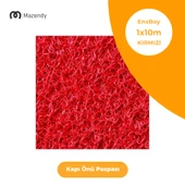 Kıvırcık Paspas 1x10m 14mm Kırmızı Kapı Önü Kaymaz Dış Mekan Halısı - 1