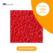 Kıvırcık Paspas 1x6m 14mm Kırmızı Kapı Önü Kaymaz Dış Mekan Halısı - 1