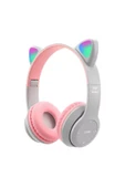 Kablosuz Bluetooth Kulaküstü Kedili P47m Kulaklık Rgb Işıklı Kedi Desenli Kulaklık P47m thumbnail 1