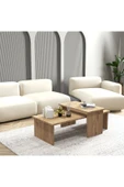 Cool Home Vera 2 ' li Orta Sehpa , Servis Sehpası Sepet (Meşe) - 1