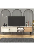 Cool Home Marin Tv Ünitesi Tv Sehpası 180 Cm Çizgi Desenli , Raflı , Sis Gri - 5