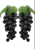 Nettenevime 2li Set Yapay Meyve Siyah Üzüm Süs Dekoratif Sahte Meyve 15CM thumbnail 1