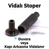 Kapı Stoperi Tamponu Antik Sarı Vidalı Metal Tutacağı Tutucu Kapı Arkası Duvar Kolu Stopu Takozu thumbnail 3
