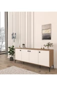 Cool Home Eylül Modern Raflı Konsol Ofis Salon 180 Cm Sepet-beyaz - 3