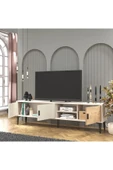 Cool Home Marin Tv Ünitesi Tv Sehpası 180 Cm Çizgi Desenli , Raflı , Sis Gri - 4
