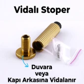 Kapı Stoperi Tamponu Çizgili Altın Vidalı Metal Tutacağı Tutucu Kapı Arkası Duvar Kolu Stopu Takozu thumbnail 5