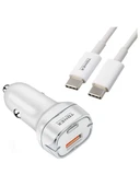 Tonex TA-38W  2 Girişli Type-C To Type-C Kablolu Araç Şarjı Işıklı - - 2