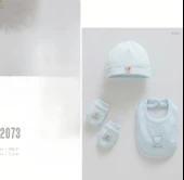 Caramell My Baby Kumsal 4lü Takım Mavi Yeni Doğan Aksesuar Eldiven Önlük Bere hello forest 2073 - 3