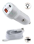 Tonex TA-38W  2 Girişli Type-C To Type-C Kablolu Araç Şarjı Işıklı - - 3