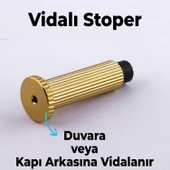 Kapı Stoperi Tamponu Çizgili Altın Vidalı Metal Tutacağı Tutucu Kapı Arkası Duvar Kolu Stopu Takozu thumbnail 4