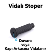 Kapı Stoperi Tamponu Çizgili Siyah Vidalı Metal Tutacağı Tutucu Kapı Arkası Duvar Kolu Stopu Takozu thumbnail 6