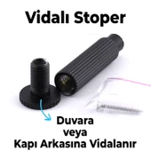 Kapı Stoperi Tamponu Çizgili Siyah Vidalı Metal Tutacağı Tutucu Kapı Arkası Duvar Kolu Stopu Takozu thumbnail 5