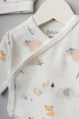 Bebitof My Baby Kumsal % 100 Coton 10 Lu Hastane Çıkışı Yeni Doğan Sevimli Orman Desenli Ekru 10082 - 3