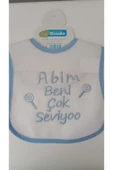 BUUDE My Baby Kumsal Su Geçirmez Abim Beni Çok Seviyor Baskılı Bebek Mama Önlüğü - 1