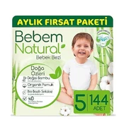 Bebem Natural Bebek Bezi Ultra Fırsat Paketi 5 Beden 72x2 144 Adet - 1