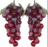 Nettenevime 2li Set Yapay Meyve Kırmızı Üzüm Süs Dekoratif Meyve 15CM thumbnail 1